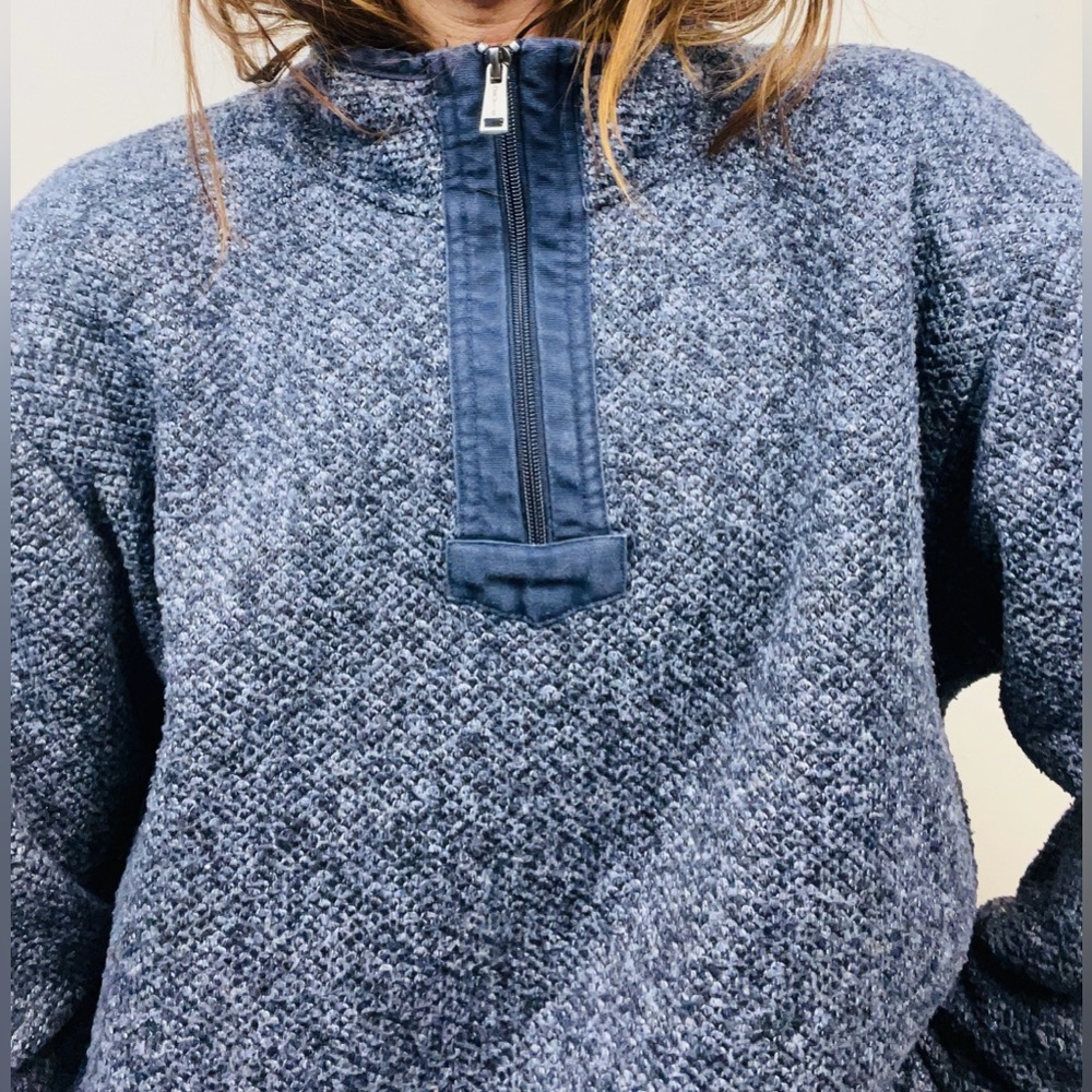 Orvis Blue Sherpa-Lined 1/4 Zip Pullover – Heathered Fleece Sweater – Size XL - Picture 2 of 14